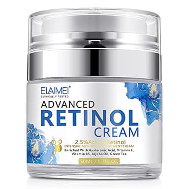 Retinol-Creme für das Gesicht, Feuchtigkeitscreme für das Gesicht mit Hyaluronsäure und Kollagen, Tages- und Nachtcreme