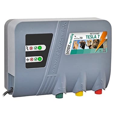 VOSS.farming Weidezaungerät Tesla 7" Duo Extra Power: 230 V, 10000 Volt, 7 Joule, für Lange Zäune, starker Bewuchs Elektrozaungerät 230 V Pferd