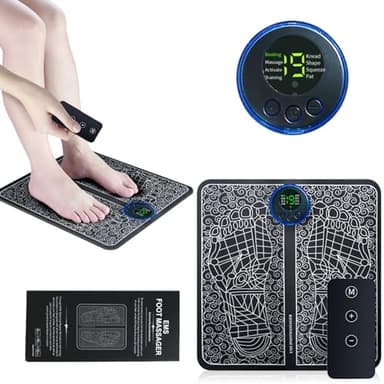 EMS Fußmassagegerät mit 8 Modi und 19 einstellbaren, USB aufladbares Tragbares Fußmassagematte Elektrisch für Durchblutung Fussmassagegerät Frequenzen Foot Massager für Durchblutung, Schmerzlinderung