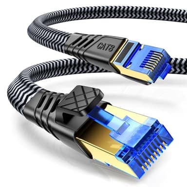 NORSHY Cat 8 LAN Kabel, 40Gbps Netzwerkkabel 2000MHz Gigabit Hochgeschwindigkeits Internetkabel, Flach S/FTP RJ45 Kabel Geflochtener Patchkabel für PS5/PS4, Switch,TV, PC, Modem, Router