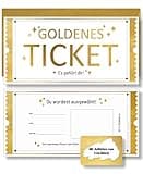 Frank Paperman® | 1x Set Goldenes Ticket Gutschein mit Umschlag & Rubbelaufkleber | personalisierte Geschenke | Rubbelkarten zum selber beschriften | Gutschein zum selber ausfüllen mit Rubbelaufkleber