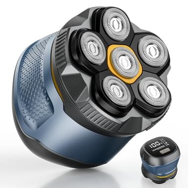 Singphere Glatzen Rasierer Herren, Wiederaufladbarer Kabelloser Skull Shaver, Nass- und Trocken Glatzenrasierer, Elektrischer 6d-Rasierer mit Flexiblem Kopf und Magnetischem Klingenkopf