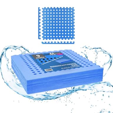 Meisterhome® Pool Unterlegmatte Poolmatte 9 Stück – 2.25 m² - 50x50x1cm cm - Blau - Bodenschutzmatte für den Pool und Planschbecken - Bodenfolie Bodenmatte Poolunterlage Bodenschutz -