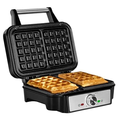 ZEEGMA GOFREE CHEF Waffeleisen Hochleistung 1200 W für belgische Waffeln, doppelte Antihaftbeschichtung, Temperaturkontrolle, Bereitschaftsanzeige, dicke Waffeln, tiefe Platten