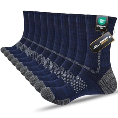 Niorasen Socken Herren, Gepolstert Atmungsaktive Wandersocken Sportsocken, Baumwolle Crew Tennissocken Arbeitssocken Laufsocken 5 Paar