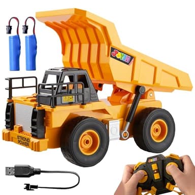 JOYIN Ferngesteuerter LKW Muldenkipper, 2,4 GHz RC Kipplaster Traktor Bagger Spielzeug mit Licht und Sound, Baufahrzeuge Spielzeugauto ab 3 4 5 6 7 8 Jahren Jungen, Weihnachts und Geburtsta Gsgeschenk