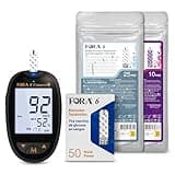FORA Blutzuckermessgerät (mg/dl) set mit 50 pcs Blutzucker-Teststreifen, 25 Stück, einzeln verpackt Blutzucker-, Hämatokrit- und Hämoglobin-Teststreifen (3-in-1), 10 pcs β Keton Teststreifen
