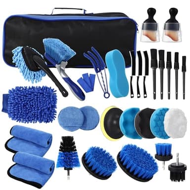 31 Stück Auto Reinigungsset, Auto Waschen Set,Auto Reinigungsset Komplett für Innenraum und Außenfläche,Auto Detailing Pinsel Auto Waschset,Detailing Set,Auto Reinigungsset für Lüftungsschlitz,Räder