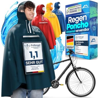 Nextcover® NEU Regenponcho Fahrrad für Damen & Herren - mit [AquaShield 2.0] Technologie I Regenponcho Wandern, Fahrrad-Regencape, Angel Poncho, Regencape Damen & Herren wasserdicht
