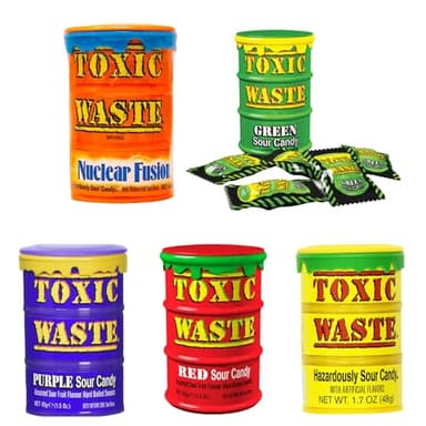 Toxic Waste Candy 5er Pack 210g, saure Süßigkeiten - Bonbons in verschiedenen Geschmäckern Original aus USA