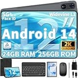 Tablet 12 Zoll Android 14 Tablet, 24GB(8+16)RAM+256 Storage(Expand to 1TB), Android Tablet mit Tastatur, Octa-Core, 2K 2000x1200 Display, 16MP Dual Kamera, 8000mAh, 5G WiFi,GPS,Bluetooth 5.0(Schwarz