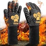 FORTRY Grillhandschuhe Hitzebeständig Bis 800°C，Ofenhandschuhe rutschfest，Backhandschuhe Kochhandschuhe Atmungsaktiv,Feuerfeste Handschuhe Topfhandschuhe Kamin，für Grill BBQ (L-XXL)
