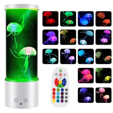 Soarling Quallenlampe, LED Quallen Lampe 17 Farben 4 Lichtmodi, Quallen Aquarium Quallenlampen mit Fernsteuerung für Kinder, 3-Helligkeit Stimmungslicht für Entspannung Schlafzimmerdekoration,Weiß