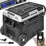 tillvex® Kompressor Kühlbox elektrisch 40-60 Liter | Elektrische Gefrierbox WIFI-APP-Steuerung 12/24 V 230V | Kühlschrank bis -20 °C für Auto, Lkw, Camping (Schwarz, 60 Liter - mit Akku)