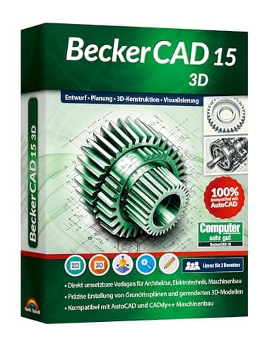BeckerCAD 15 3D - Professionelle 2D und 3D Konstruktion Architektur, Maschinenbau, Elektrotechnik, Schiffsbau usw. 3D CAD Programm kompatibel mit AutoCAD und Win 11, 10, 8.1, 7
