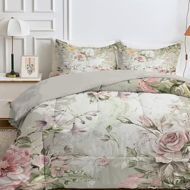 Qiwagu Bettdecke 135x200 4 Jahreszeiten, Wende Blumen Pflanzen Steppdecke Waschbare, Bettdecke ohne Bezug Nutzbar, Leicht Weiche Schlafdecke 200GSM, Ganzjahresdecke Salbei GrüN mit 1 Kissenbezug