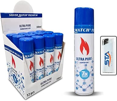 2 x 300ml Premium Feuerzeuggas Nachfüllgas Feuerzeug ISO Butangas + 1 gratis Feuerzeug (17,98 EUR/l) (2 x Premium Gas)
