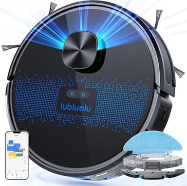 Lubluelu Saugroboter mit Wischfunktion, Verbesserte Version mit 5500Pa Saugkraft, Lasernavigation, 5 Karten, 55 dB, APP Steuerung, Staubsauger Roboter Ideal für Tierhaare, Teppiche & Hartböden