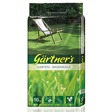Gärtner’s Rasenkalk 10 kg I Rasen kalken zur Rasenpflege I Kalk als Rasendünger für Sport & Spielrasen + Schattenrasen + Regenerationsrasen I Kohlensaurer Kalk 95 für 100 m² Garten kalken