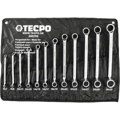 TECPO Doppel Ringschlüssel Satz 12-teilig 6-32mm Cr-V doppel-gekröpft abgewinkelt Set Gabelschlüsselsatz Schraubenschlüsselsatz Maulschlüssel Ringschlüssel