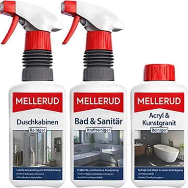 MELLERUD Dusche Reinigungsset | Kraftvolle Reinigung, Glanz & Langzeitschutz | Set mit 3 Produkten
