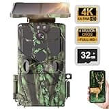 Wildkamera mit Handyübertragung App, 4K 60MP WiFi Wildkamera mit Nachtsicht 0,1S Auslöser und 120° Erkennung, Solar Wildtierkamera Eingebaute 5200mAh Lithium Akku Wiederaufladbar
