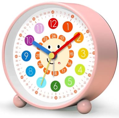 YsyYey Kinderwecker Ohne Ticken, Wecker Analog für Schulanfänger, Kinderwecker Lernwecker Jungen und Mädchen, Wecker Kinder mit Nachtlicht batteriebetrieben analog Quarzwecker