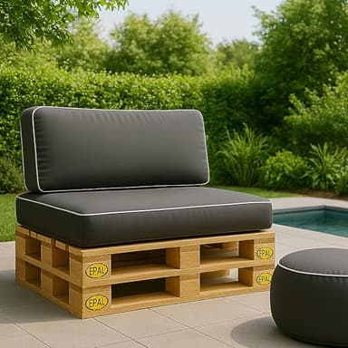 Bestlivings Palettenkissen Set 2-teilig (Anthrazit) Gartensofakissen platzsparend verstaubar innovativ - wasserabweisend - Bezug abnehmbar - Innenkissen aufblasbar, 120x80x15 cm + 120x40x15cm