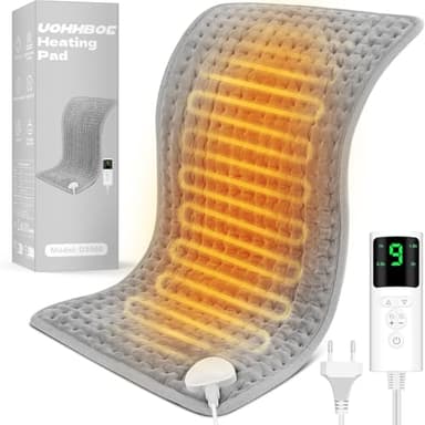 UOHHBOE Heizkissen 75W 60×30 cm – Wärmekissen mit PTC-Schnellheizung, 9 Temperaturstufen, 4-Stunden-Timer, Überhitzungs- & Abschaltschutz, Maschinenwaschbar – Ideal für Nacken, Schultern & Beine