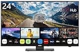 REFLEXION LDDX24IBT-Black Smart LED Fernseher 24 Zoll / 60cm, LG webOSHub, Wohnwagen/Wohnmobil/Camping/Caravan/Boot/LKW TV, Slimline, 12/24/230 Volt, Full HD, Triple Tuner, Bluetooth, WLAN, DVD-Player