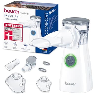 Beurer IH 57 Inhalator, Verneblung mit Schwingmembran- und Aerosol-Technologie, tragbares Inhaliergerät mit wiederaufladbarem Akku, zur Anwendung bei Erkältung, Asthma und anderen Atemwegserkrankungen