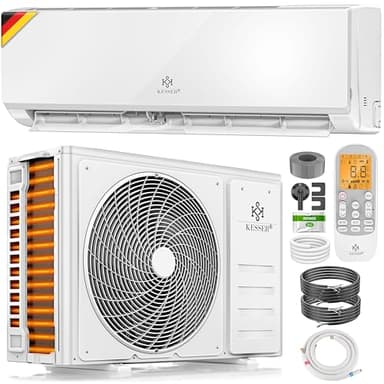KESSER® Klimaanlage SET Split - mit WiFi/App Funktion Klimagerät - Kühlen A++/ Heizen A+ -12000 BTU/h (3.400 Watt) Sehr Leise, Kältemittel R32 - Fernbedienung, Timerfunktion - Inkl. Montagematerial