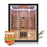 Artsauna Infrarotkabine Helsinki 150 Dual Technologie, LED - Infrarotsauna 150x150 cm - 1 Bank, 2 Liegen für 3 Personen - Wärmekabine Schwarz Black