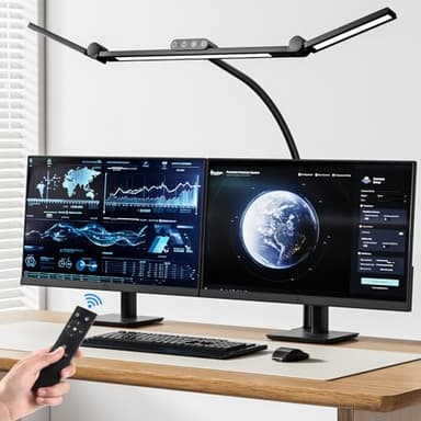 TYEE Schreibtischlampe LED Dimmbar, 24W 3-Lichtbalken LED Schreibtischlampe für Homeoffice, 1500LM Augenschutz Tageslichtlampe mit Fernbedienungen, 5 Farb 5 Helligkeit Büro Tischlampe