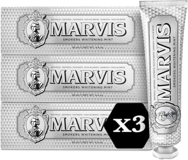 Marvis Smokers Whitening Mint Zahnpasta, 3 × 85 ml, Whitening Zahnpasta fördert eine natürliche Zahnaufhellung, Zahncreme entfernt Plaque & verleiht langanhaltende Frische