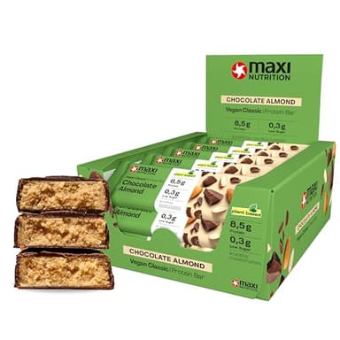 MaxiNutrition Classic Protein Bar Vegan Chocolate Almond, 24% Protein, 123 kcal, (16 Riegel x35g), Low Sugar