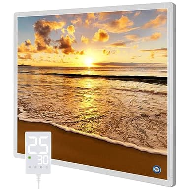 Hocosyme Infrarotheizung Bild 360W, 1-3 Min auf Betriebstemperatur bis 120 Grad - Geeignet für Schlafzimmer, Büro, Küche, Badezimmer - mit Touch-Thermostat - Strand