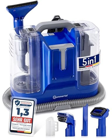 SOMMERTAL MultiCleaner WS450 5in1 Gerät für Teppiche, Treppen, Polster, Sofa, Auto, Tiere, Flecken, Leistungsstarker 450w Motor, Waschsauger, mit Zubehör, Selbstreinigung