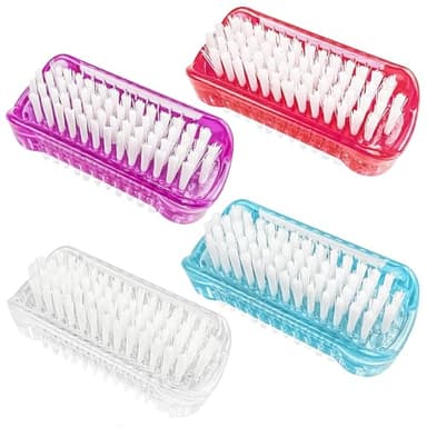 Nagelbürste Handbürste 4er Set, Doppelseitige Handwaschbürste mit Harten Borsten aus Robustem Kunststoff für Hände und Fingernägel Reinigung, Kompakt für Kinder und Erwachsene - 4 Farben