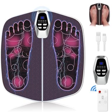 OBYKIO Ems Fußmassagegerät - Fussmassagegerät Elektrisch - Ems Foot Massager LCD-Anzeige Fußmassagegerät Durchblutung mit 8 Modi 32 Intensitäten 20 Minuten Erholungszeit Feet Relief