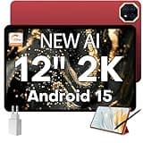 TECLAST T60AI Tablet 12 Zoll 2K Display 90Hz Tablets, Android 15 Neue KI-Funktion,16GB+128GB, 2.0GHz Octa-Core Gaming, TypeC, PC-Modus, 8000mAh, Wi-Fi, BT5.4, Tablet Mit Stift&Hülle