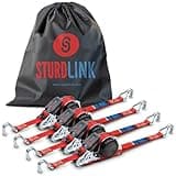 Automatik Spanngurt 5m 25mm mit J Haken 350kg/700kg | Set von 4 Spanngurte Selbstaufrollend | Automatischer Spanngurtwickler/Spanngurtaufroller | Zurrgurt für LKW Anhänger Nutzfahrzeug SUV EN 12195-2