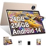 Biegedy Tablet 11 Zoll Android 14 Octa-Core, 2025 Newest Tablet PC 24 GB RAM + 256 GB ROM (TF 1TB) | WideVine L1丨WLAN 6丨8000mAh丨5+13MP丨Bluetooth5.0丨1280 * 800丨Metallabdeckung Gold