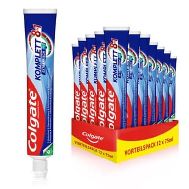 Colgate Zahnpasta Komplett Extra Frisch 12x 75ml – erfrischt den Atem mit großartigem Minzgeschmack – Zahnreinigung mit komplettem Rundum-Schutz für gesunde Zähne
