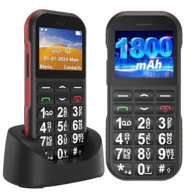 Seniorenhandy Ohne Vertrag, GSM Dual SIM Tastenhandy Seniorentelefon mit Großen Tasten, 1800 mAh Akku Lange Standby-Zeit, USB-C, Ladestation, Rentner Senioren Handy Einfach mit SOS-Taste, Kurzwahl
