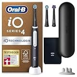 Oral-B iO Series 4 Plus Edition Elektrische Zahnbürste/Electric Toothbrush, PLUS 3 Aufsteckbürsten, 4 Putzmodi für Zahnpflege, Reiseetui, Designed by Braun, matt schwarz