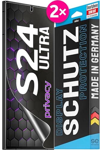 2x se® 3D SCHUTZFOLIE Privacy für Samsung Galaxy S24 Ultra,Blickschutz, 100% Fingerabdruck & FaceID kompatibel, einfache blasenfreie Installation, Ultra-Klar, Stoß-Kratzfest, aus Deutschland