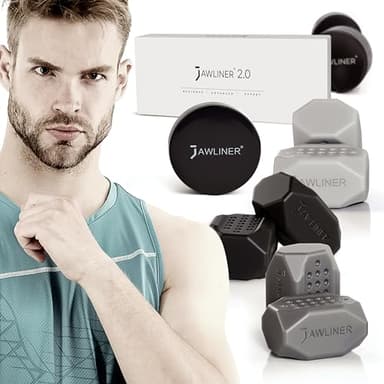 Jawliner® Jaw Exerciser Set für Männer & Frauen Trainer mit 3 Widerstandsstufen - 100% lebensmittelechtes Silikon Kiefer Trainer - Gesichts- und Nackenformer & Kieferverstärker