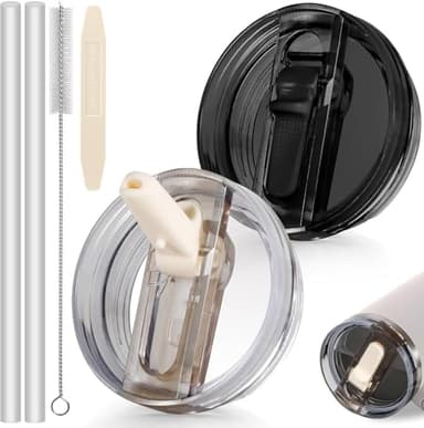 ROMANVIC Stanley Cup Deckel Auslaufsicher,2 Stück Abnehmbar Ersatzdeckel für 40oz Becher mit 2 Trinkhalmen,1 Strohhalm Bürste und 1 Demontagewerkzeug,Wiederverwendbarer Deckel Stanley Cup Dicht