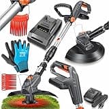 MASKO® Akku-Rasentrimmer mit 20 V Li-Ion Akku, 2,0 Ah Akku und Ladegerät, Motorsense 260mm Schnittbreite, 180° Trimmwinkel, Teleskop-Stiel & Zusatzhandgriff, inkl. 20 Nylonklinge & Handschuhe